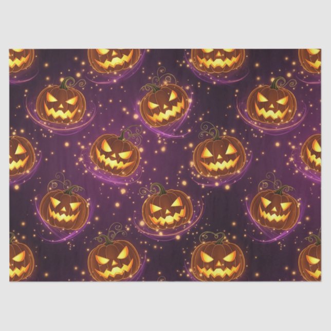 Bokeh Halloween | Glowing Jack-O’ Lantern (2) Tissue Paper (Front)