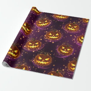 Bokeh Halloween   Glowing Jack-O’ Lantern (2) Wrapping Paper