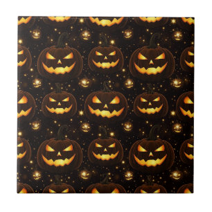 Bokeh Halloween Glowing Jack-O’ Lantern (3) Tile