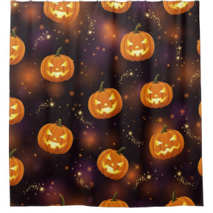 Bokeh Halloween Glowing Jack-O’ Lantern (4) Shower Curtain