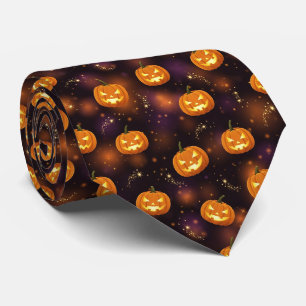 Bokeh Halloween Glowing Jack-O’ Lantern (4) Tie