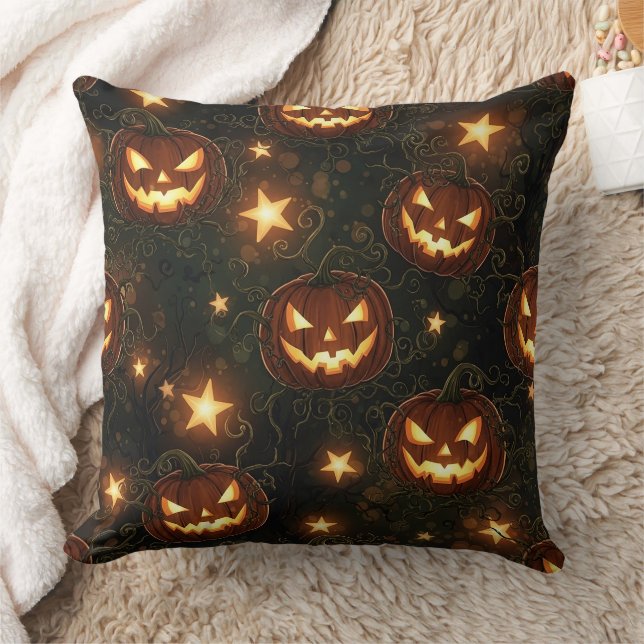 Bokeh Halloween Seamless | Glowing Jack-O’ Lantern Cushion (Blanket)