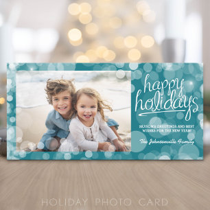 Bokeh Happy Holidays Photo Card: Modern Style Holiday Card