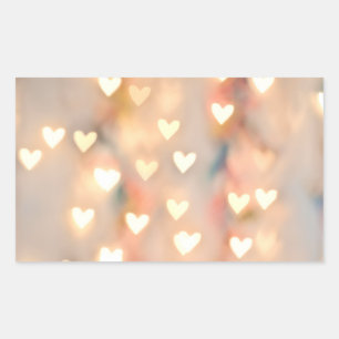 Bokeh Heart Twinkling Lights Glittery Pink Shimmer Rectangular Sticker