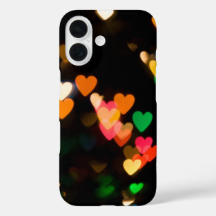Bokeh Hearts On Black iPhone 16 Case