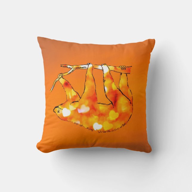 Bokeh Hearts Sloth Cushion (Front)