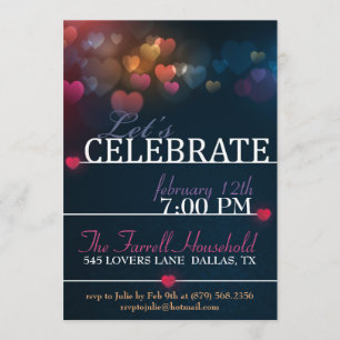 Bokeh Hearts valentine Love Party Invite