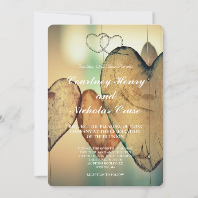 Bokeh Hearts Wedding Invitations (Front)