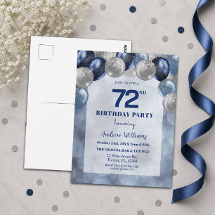 Bokeh Lights 72nd Glitter Balloons Birthday Party Postcard