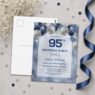 Bokeh Lights 95th Glitter Balloons Birthday Party Postcard