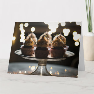 Bokeh Lights Cupcakes on Tray Card