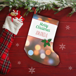 Bokeh Lights Festive Personalizable Small Christmas Stocking