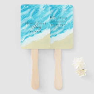 Bokeh Lights Modern Beach Wedding Hand Fan
