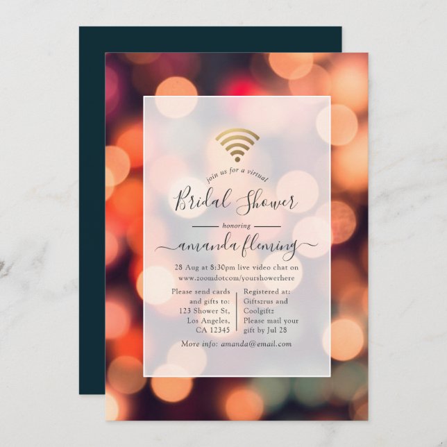 Bokeh Lights Virtual Shower Invitation (Front/Back)