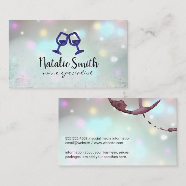 Bokeh Lights | Wine Stains Business Card (Front/Back)