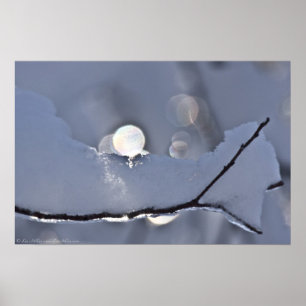 Bokeh Moon Rise Over Snow Ice Winter Poster