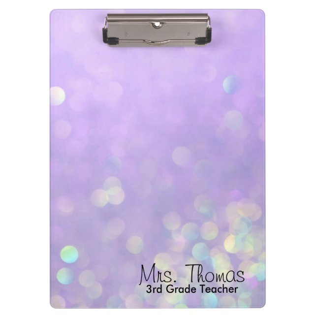 Bokeh Personalised Clipboard (Purple) (Front)