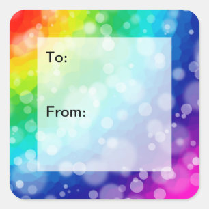 Bokeh Rainbow Pattern Gift Tag Stickers