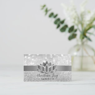 Bokeh Silver, Lotus Flower Yoga Instructor  Busine Business Card