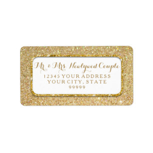 Bokeh Sparkle Script Gold Glitter Rounded Corners Label