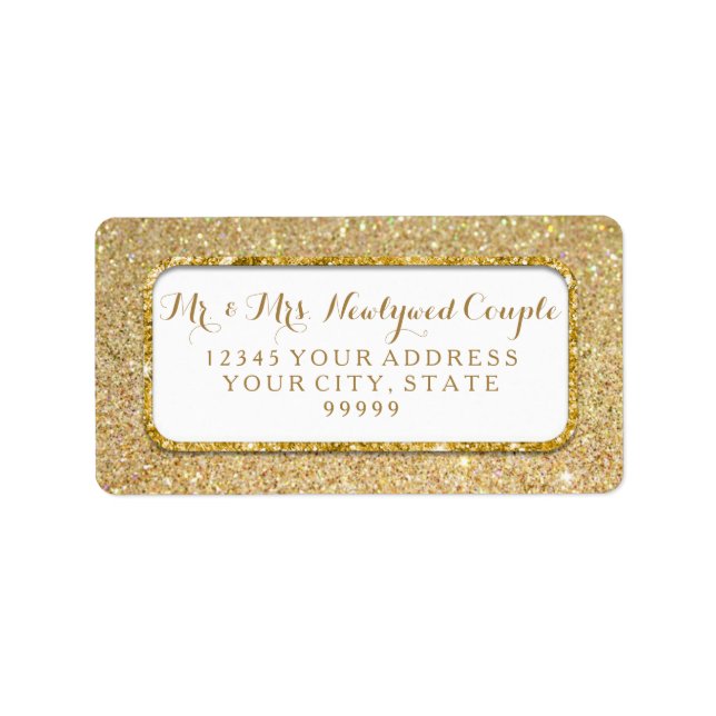 Bokeh Sparkle Script Gold Glitter Rounded Corners Label (Front)