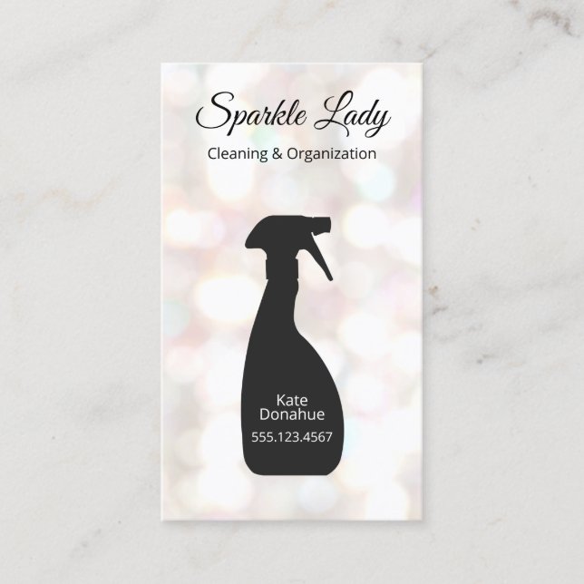 Bokeh Spray Bottle House Cleaning Logo Business Business Card (Front)