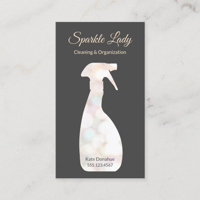 Bokeh Spray Bottle House Cleaning Logo Business Business Card (Front)