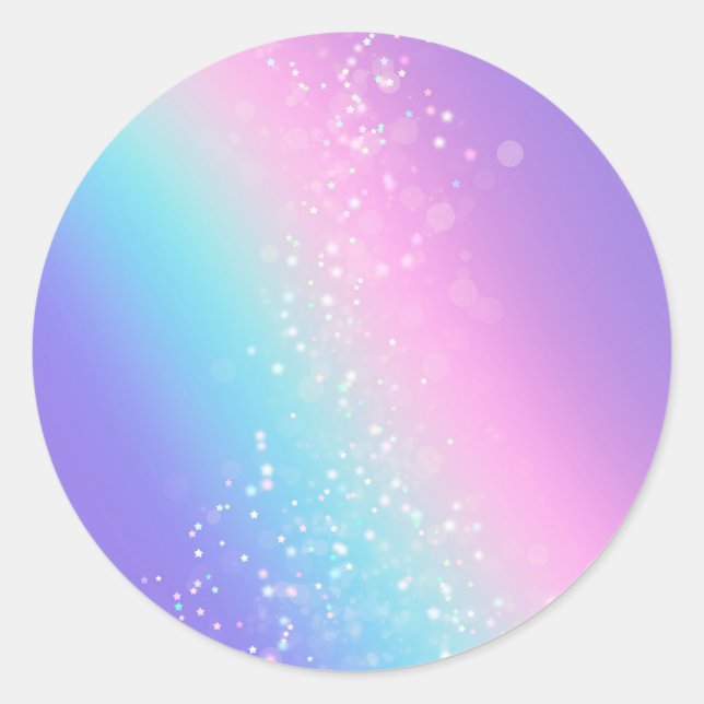 Bokeh Stars Blank Template, DIY Text Art Logo 2 Classic Round Sticker (Front)