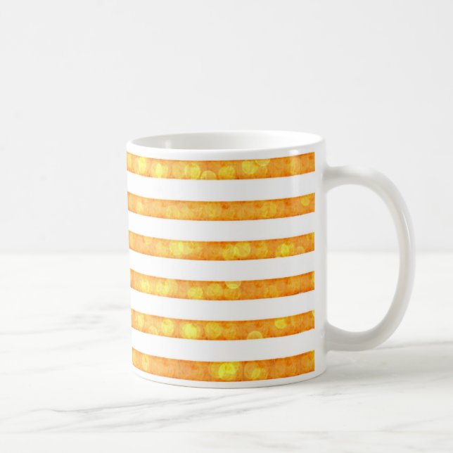 Bokeh Stripes Orange And White Coffee Mug (Right)