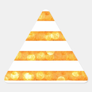 Bokeh Stripes Orange And White Triangle Sticker