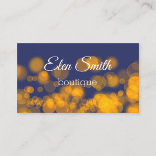 Bokeh Style Navy Orange Business Card