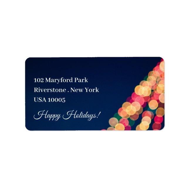 Bokeh Tree Lights, Christmas Label (Front)