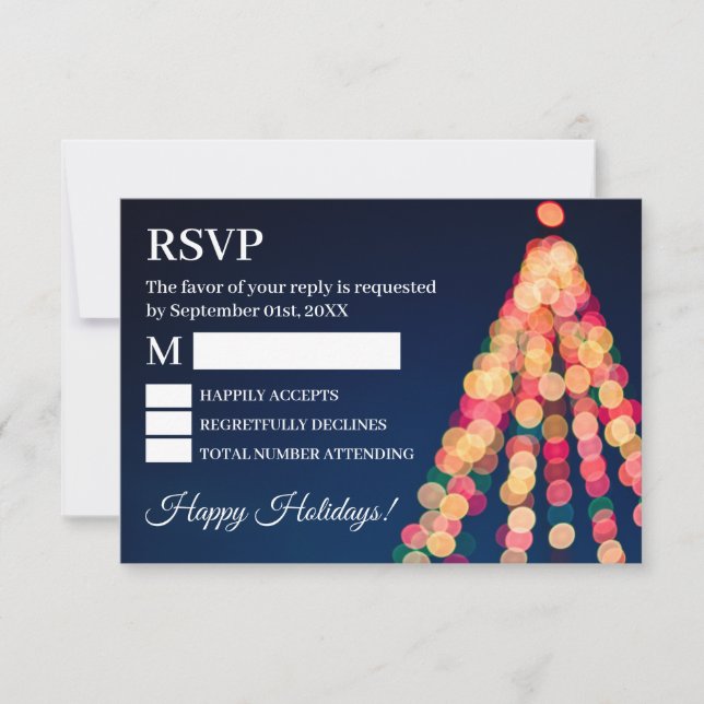 Bokeh Tree Lights, Christmas RSVP (Front)