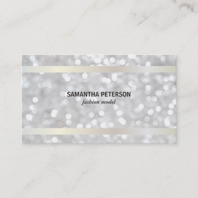 Bokeh White Gold Banding Business Card (Front)