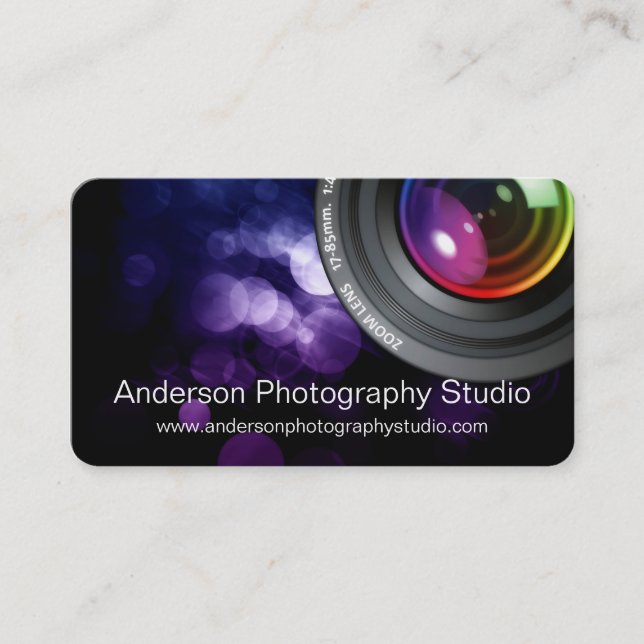 Bokeh & Zoom Lens Photographer Business Card D4 (Front)
