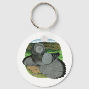 Bokhara Trumpeter Pigeon Blue Key Ring