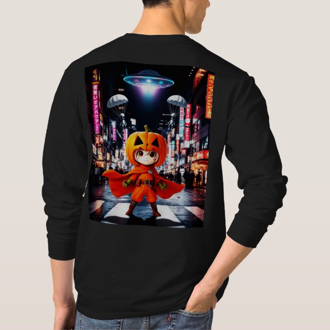 Bokuchander UFO design Long sleeves T-Shirt (Back)