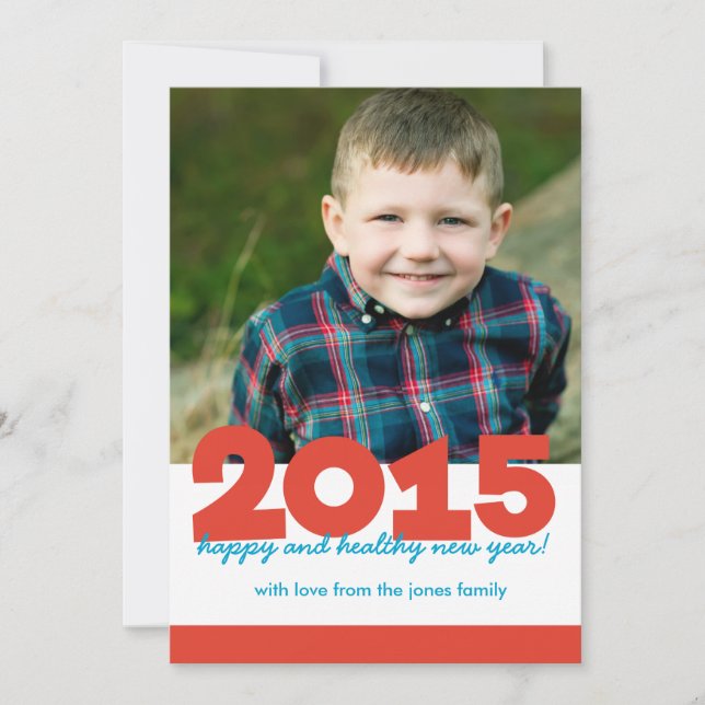 Bold 2015 with Back Photo Holiday Card (Front)