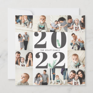 Bold 2019 New Year Seamless 12 Photo Collage Grid Holiday Card