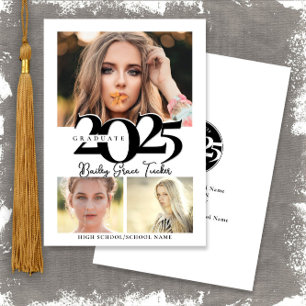 Bold 2023 Graduate 3-Photo Collage Graduation Anno Announcement