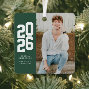 Bold 2023 Green White Photo Graduate Metal Tree Decoration