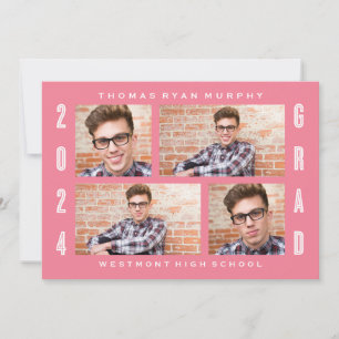 BOLD 2024 GRAD PHOTO COLLAGE GRADUATION INVITATION