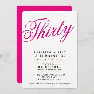 BOLD 30TH birthday party INVITE script black pink
