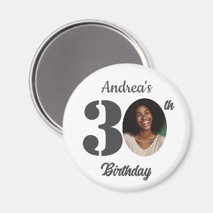 Bold 30th Birthday Party Photo Favor Magnet