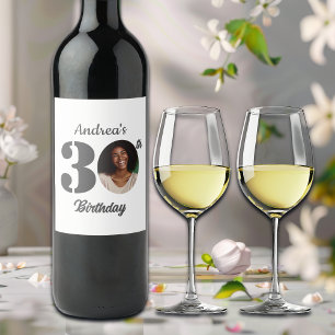 Bold 30th Birthday Party Photo Wine Label