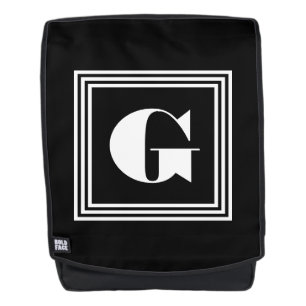 Bold 3 Frame Monogram   Black & White Backpack