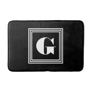 Bold 3 Frame Monogram   Black & White Bath Mat