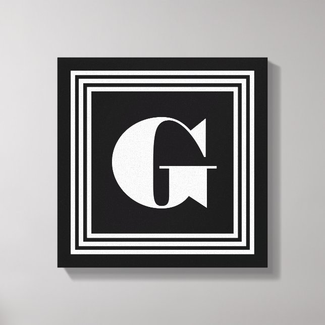 Bold 3 Frame Monogram | Black & White Canvas Print (Front)
