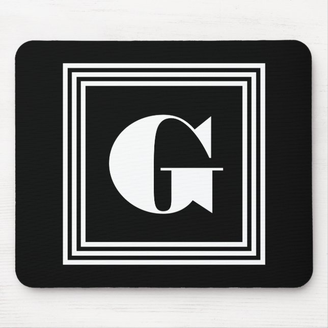 Bold 3 Frame Monogram | Black & White Mouse Mat (Front)