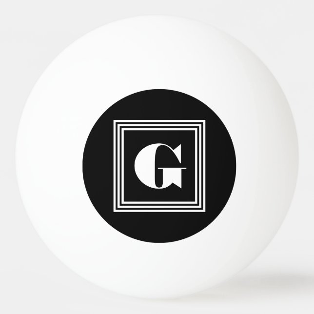 Bold 3 Frame Monogram | Black & White Ping Pong Ball (Front)
